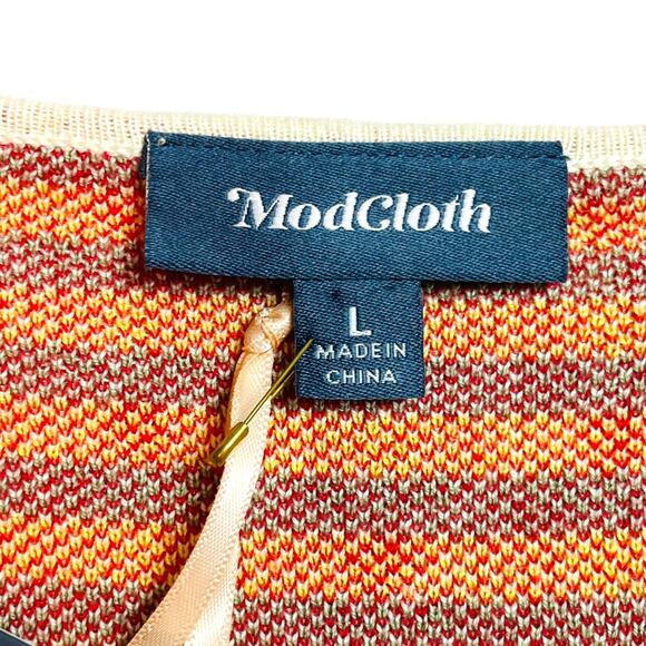 ModCloth In the Details Cream Short Sleeve Floral Sweater Top Women’s Large - Picture 5 of 8